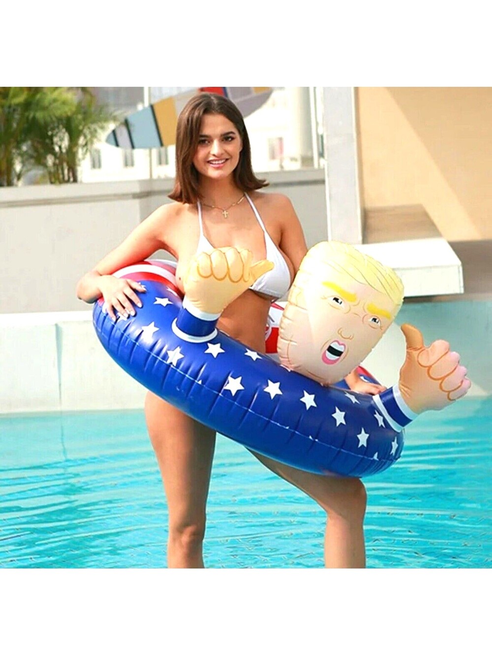 NEW President Donald Trump Inflatable Inner Tube Pool Toy Swim Adult Float